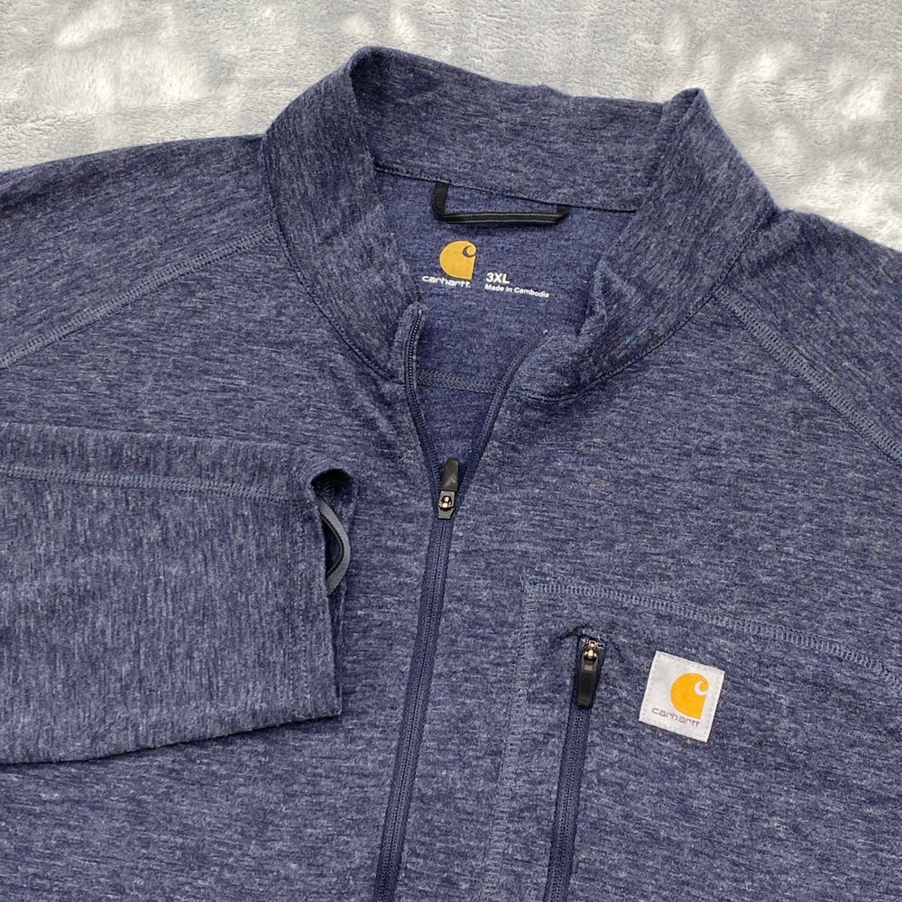 Carhartt Base Force Mens 3XL Blue Heathered Poly-Wool Blend 1/4 Zip Thermal